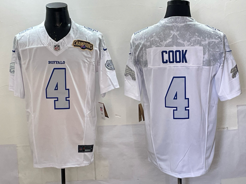 Men Buffalo Bills 4 Cook Nike White 2025 Rivalries Collection Limited NFL Jersey 002